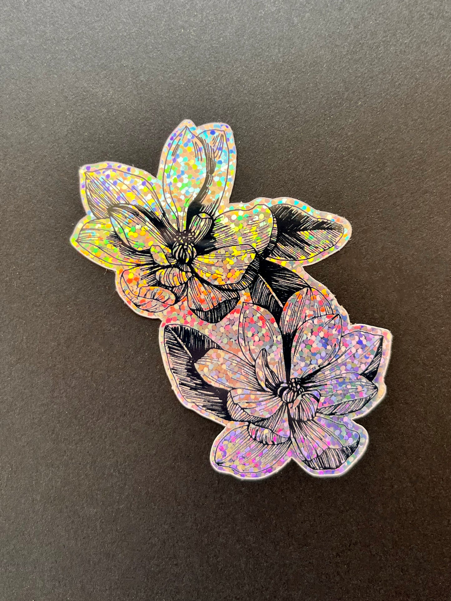 Glitter Magnolia Art Sticker