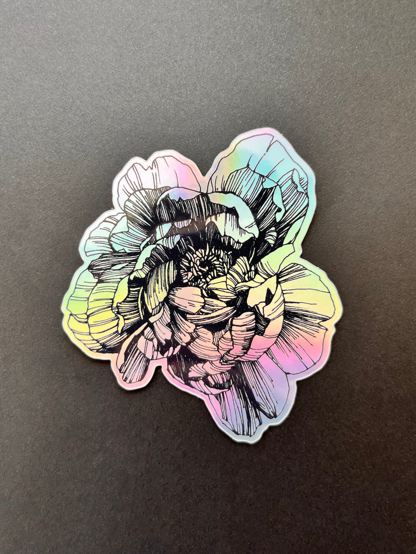 Holographic Peony Art Sticker