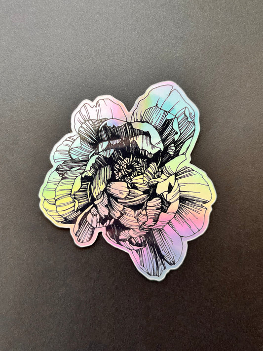 Holographic Peony Art Sticker