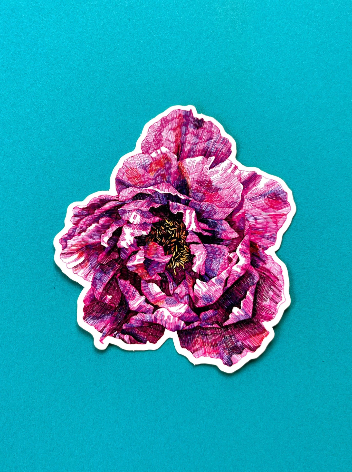 Pink Peony Art Sticker