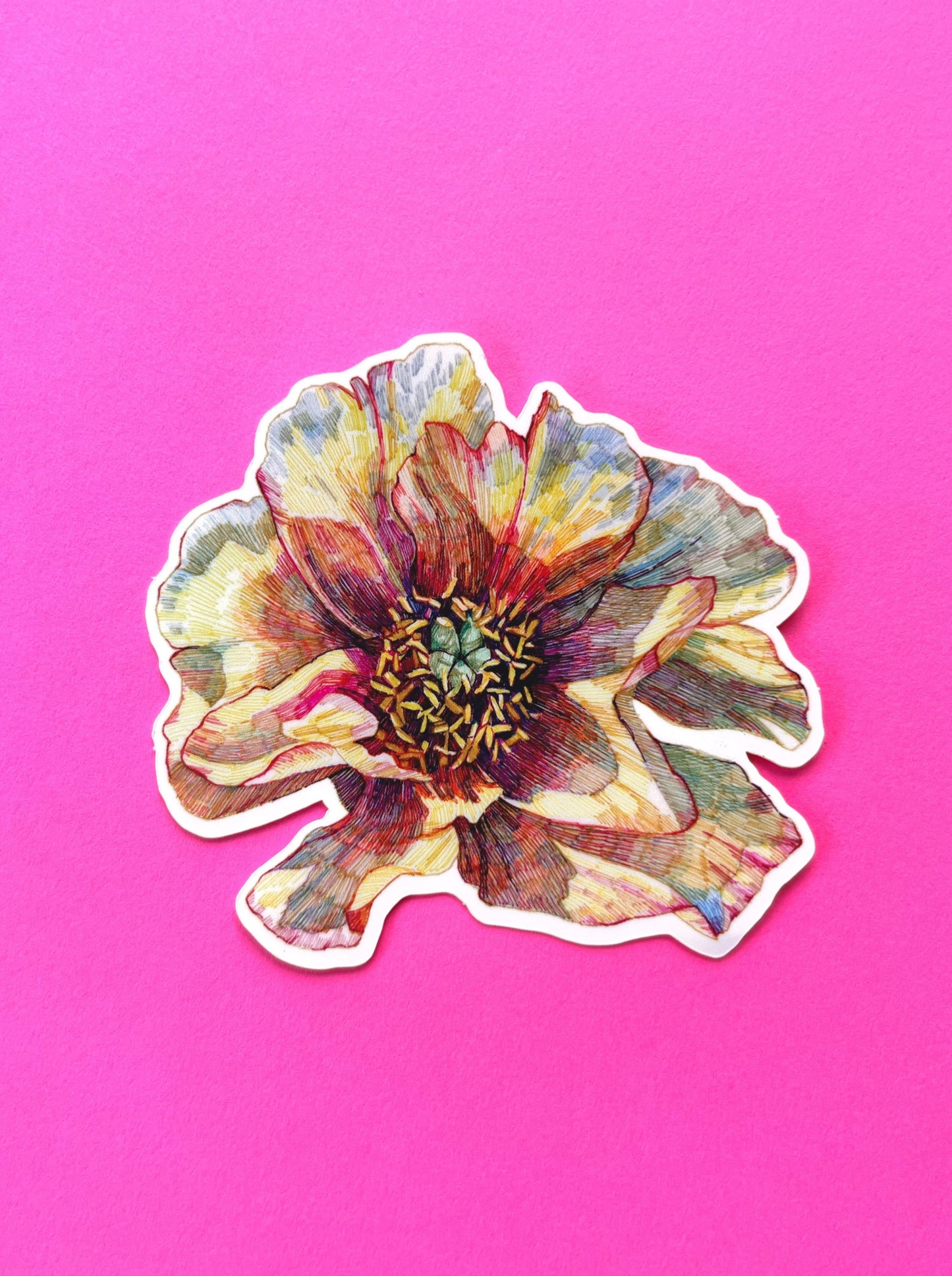 Yellow Peony Art Sticker